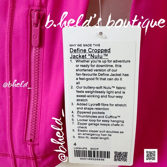 lululemon Define Cropped Jacket *Nulu in Sonic Pink Size 4 Brand New NWT - Picture 3 of 14